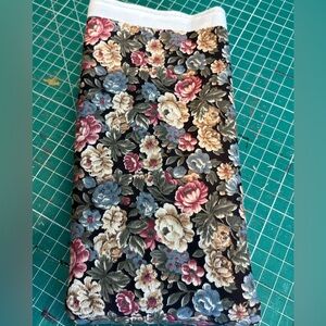 Floral-Print Cotton Fabric Black with Multicolor Blooms